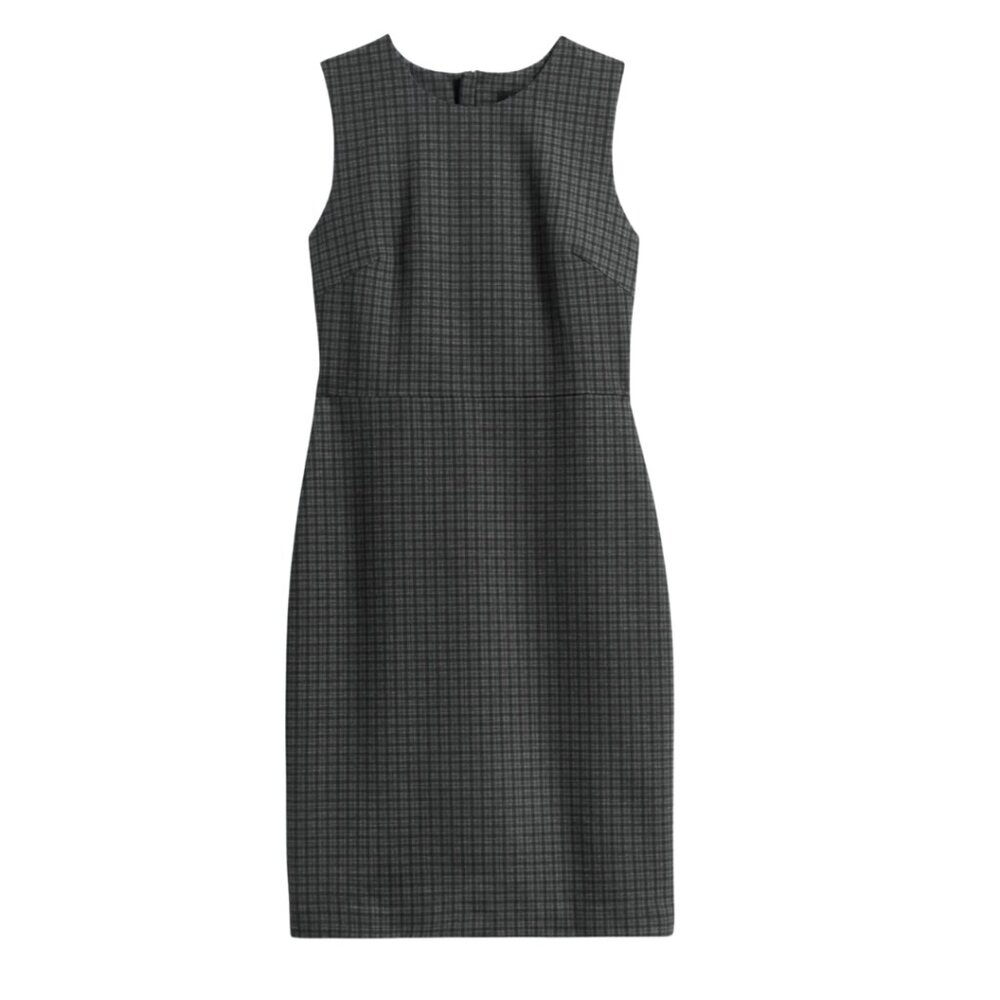 Margaret M Electra Gray Black Plaid Sleeveless Fitted Midi Dress Size Large - Picture 3 of 3